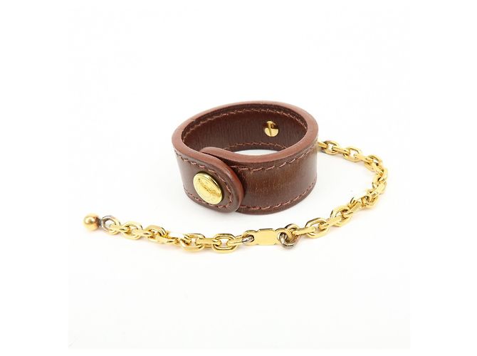Hermès HERMES Portaguanti Nomad in pelle e metallo Charm Brown - vista 3