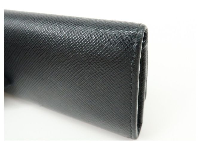 PRADA Logo Saffiano Leather 4 Ring Key Case Key Holder Black - view 12