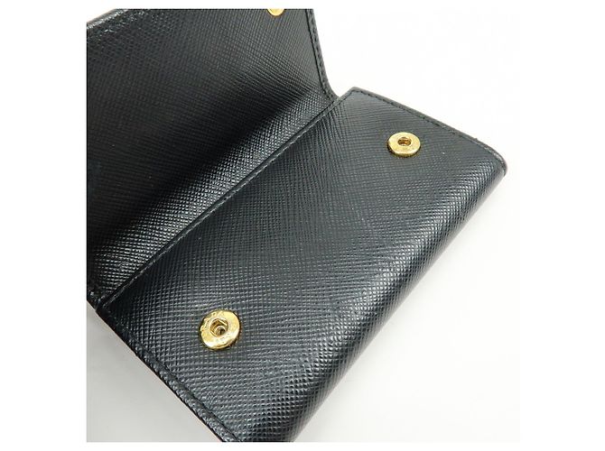 PRADA Logo Saffiano Leather 4 Ring Key Case Key Holder Black - view 16