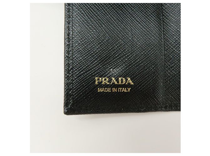 PRADA Logo Saffiano Leather 4 Ring Key Case Key Holder Black - view 21