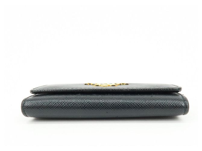 PRADA Logo Saffiano Leather 4 Ring Key Case Key Holder Black - view 5