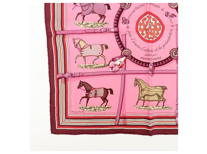 Hermès HERMES Carre 42 Set aus 2 Seidentüchern 100% Seide Rosa Bordeaux Hellblau - Ansicht 15