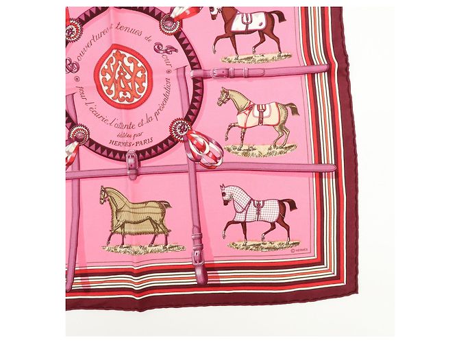 Hermès HERMES Carre 42 Set aus 2 Seidentüchern 100% Seide Rosa Bordeaux Hellblau - Ansicht 16