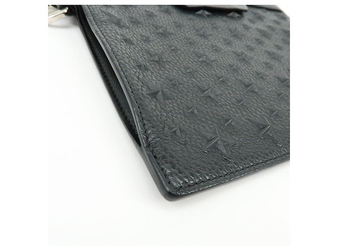 JIMMY CHOO Pochette in pelle con stelle embossed e borchie Wristlet Pouch Black - vista 10