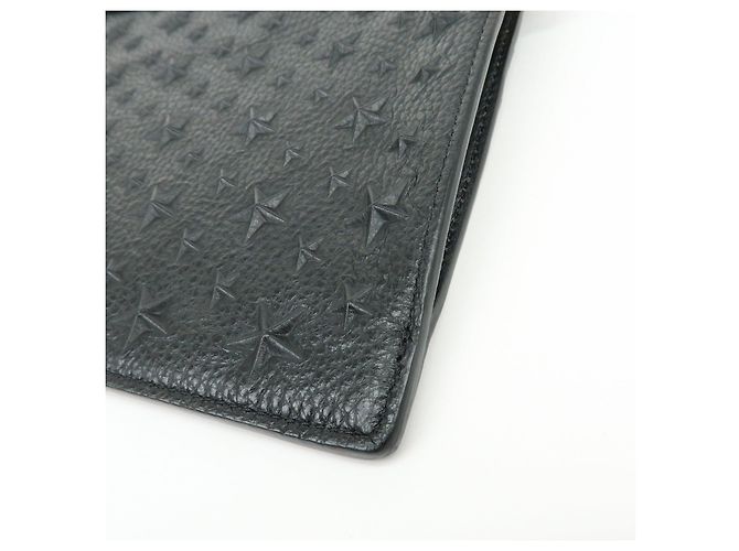 JIMMY CHOO Pochette in pelle con stelle embossed e borchie Wristlet Pouch Black - vista 12