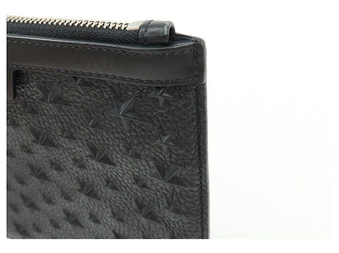 JIMMY CHOO Pochette in pelle con stelle embossed e borchie Wristlet Pouch Black - vista 13