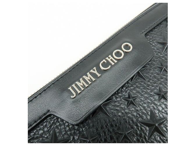 JIMMY CHOO Pochette in pelle con stelle embossed e borchie Wristlet Pouch Black - vista 17
