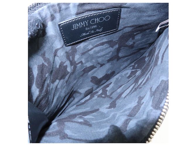 JIMMY CHOO Pochette in pelle con stelle embossed e borchie Wristlet Pouch Black - vista 20