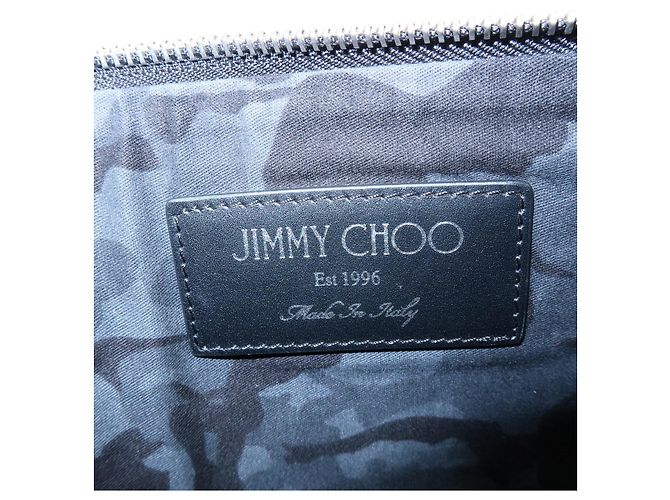 JIMMY CHOO Pochette in pelle con stelle embossed e borchie Wristlet Pouch Black - vista 21
