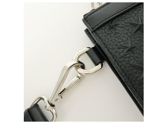 JIMMY CHOO Pochette in pelle con stelle embossed e borchie Wristlet Pouch Black - vista 8