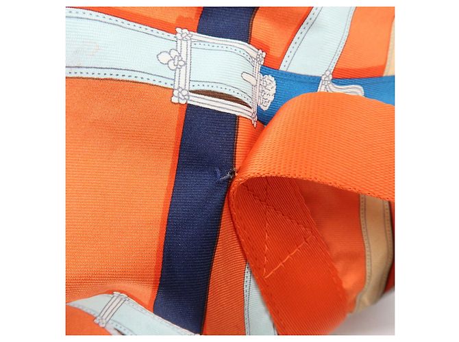 Hermès HERMES Airsilk Duffle 38 Borsa a Tracolla e a Mano in Pelle e Seta Arancione - vista 10