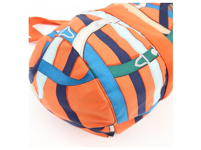 Hermès HERMES Airsilk Duffle 38 Borsa a Tracolla e a Mano in Pelle e Seta Arancione - vista 11