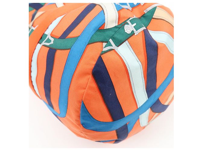 Hermès HERMES Airsilk Duffle 38 Borsa a Tracolla e a Mano in Pelle e Seta Arancione - vista 12