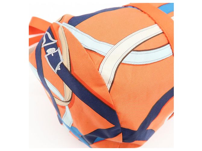 Hermès HERMES Airsilk Duffle 38 Borsa a Tracolla e a Mano in Pelle e Seta Arancione - vista 13