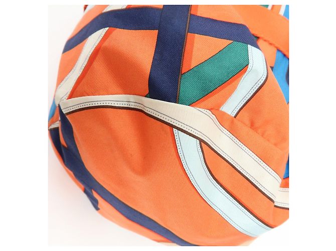 Hermès HERMES Airsilk Duffle 38 Borsa a Tracolla e a Mano in Pelle e Seta Arancione - vista 14