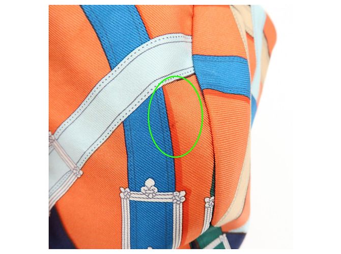 Hermès HERMES Airsilk Duffle 38 Borsa a Tracolla e a Mano in Pelle e Seta Arancione - vista 18
