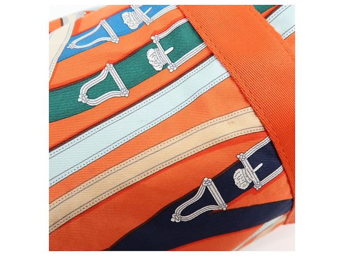 Hermès HERMES Airsilk Duffle 38 Borsa a Tracolla e a Mano in Pelle e Seta Arancione - vista 19