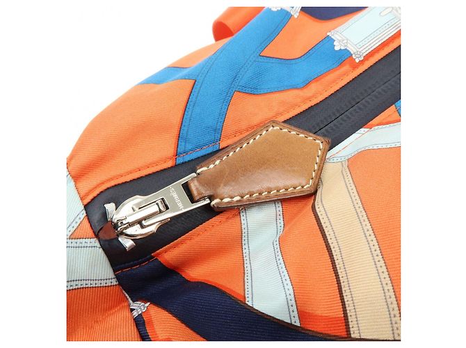 Hermès HERMES Airsilk Duffle 38 Borsa a Tracolla e a Mano in Pelle e Seta Arancione - vista 20