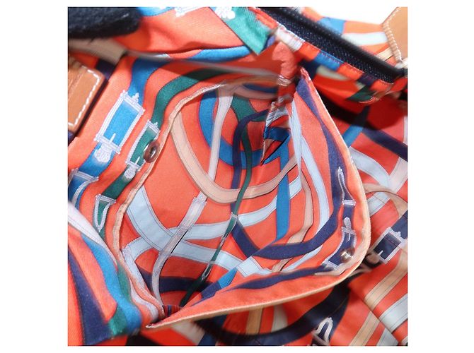 Hermès HERMES Airsilk Duffle 38 Borsa a Tracolla e a Mano in Pelle e Seta Arancione - vista 23