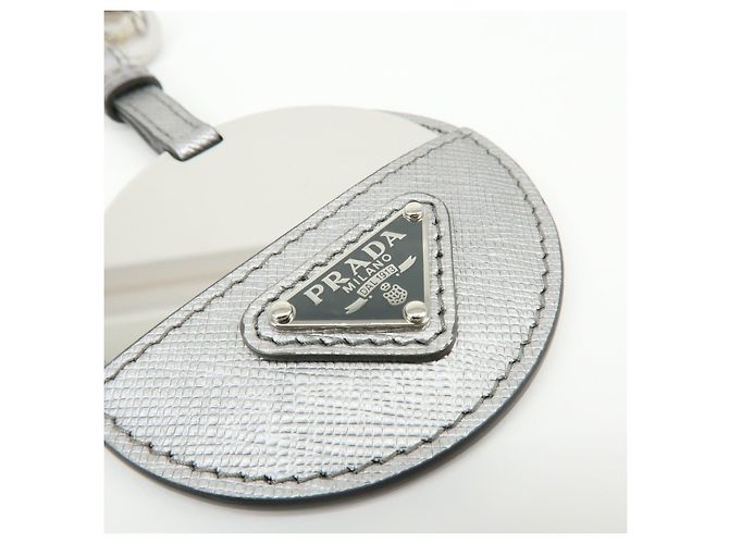 Portachiavi con charm in pelle Saffiano con logo Triangle PRADA Argento 1TL489 - vista 5