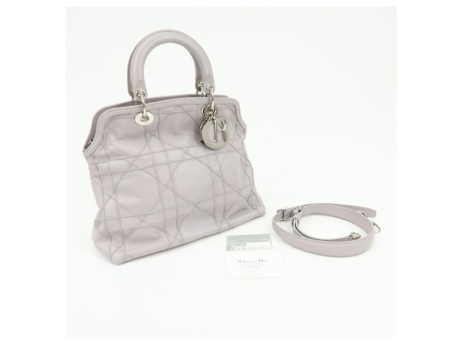 Christian Dior Granville Cannage Leather 2Way Hand Shoulder Bag Purple - vista 24