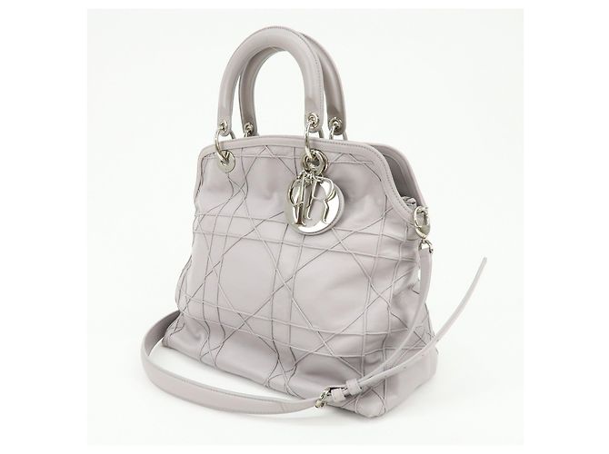 Christian Dior Granville Cannage Leather 2Way Hand Shoulder Bag Purple - vista 3
