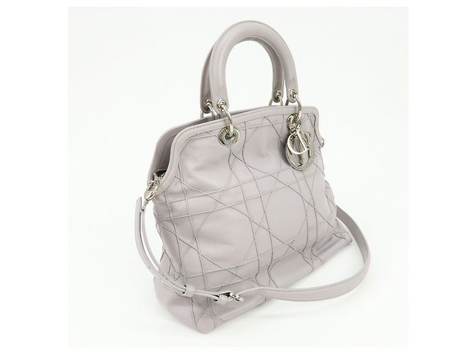 Christian Dior Granville Cannage Leather 2Way Hand Shoulder Bag Purple - vista 4