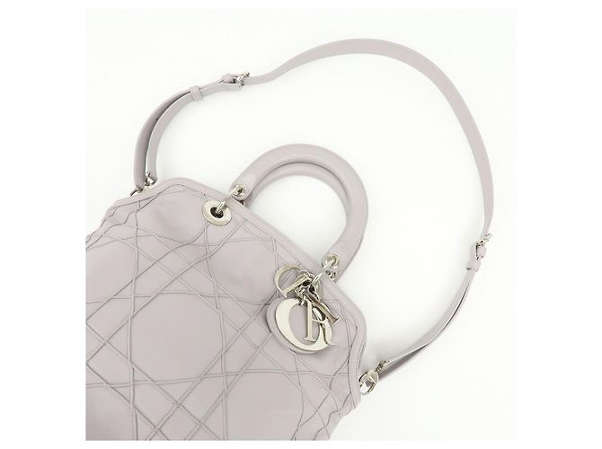 Christian Dior Granville Cannage Leather 2Way Hand Shoulder Bag Purple - vista 6