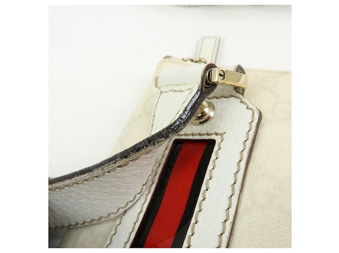 Borsa a spalla GUCCI Sherry GG Supreme PVC Leather Ivory 153244 - vista 11