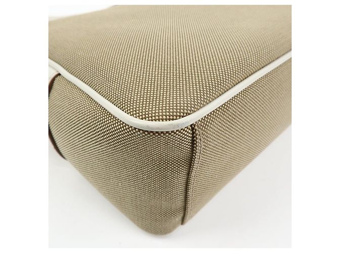 Borsa a tracolla in pelle jacquard logo PRADA Beige White 1BH089 - vista 14