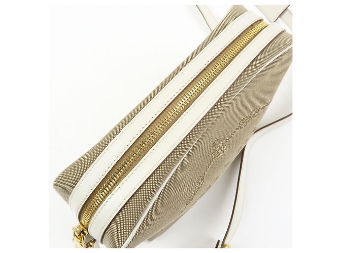 Borsa a tracolla in pelle jacquard logo PRADA Beige White 1BH089 - vista 19