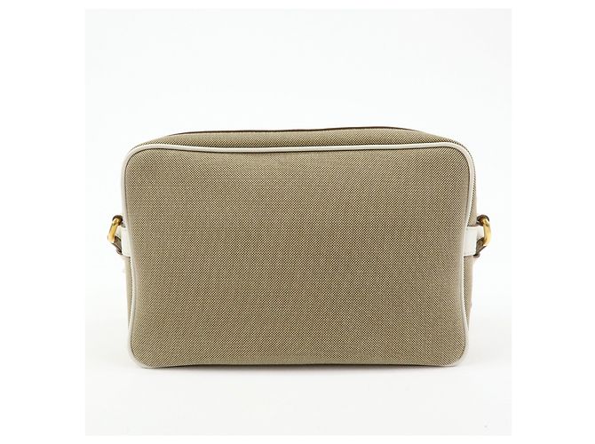 Borsa a tracolla in pelle jacquard logo PRADA Beige White 1BH089 - vista 2