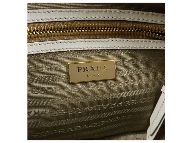 Borsa a tracolla in pelle jacquard logo PRADA Beige White 1BH089 - vista 22
