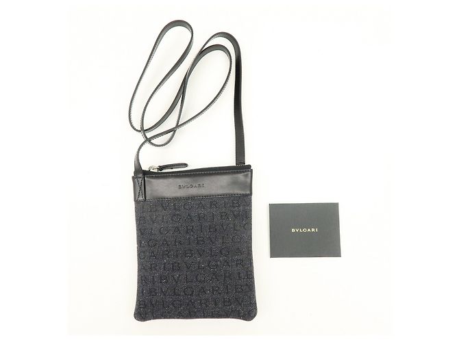 Bulgari Borsa a spalla e borsa a tracolla BVLGARI Logo Mania in pelle e denim Nero - vista 23