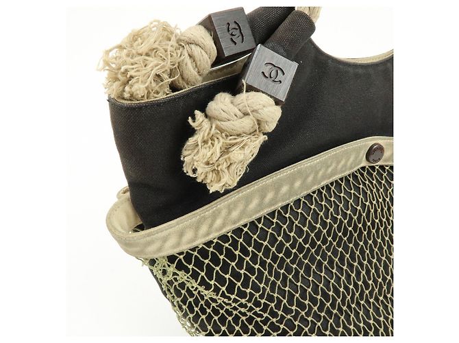 Borsa Tote CHANEL COCO Mark Cruise Collection in tela Camellia e corda Nero - vista 16