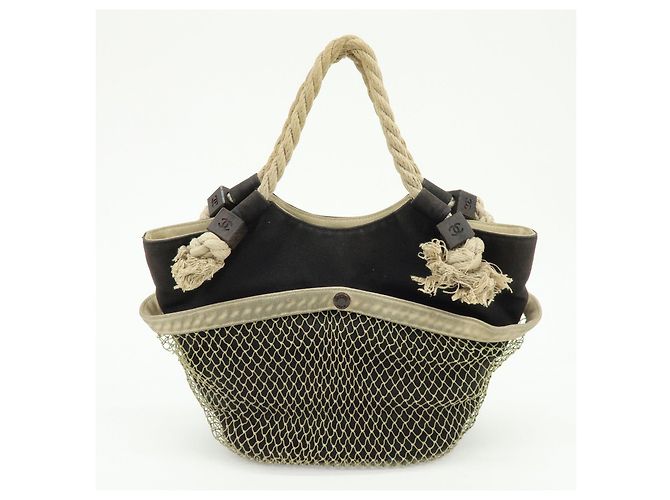 Borsa Tote CHANEL COCO Mark Cruise Collection in tela Camellia e corda Nero - vista 2