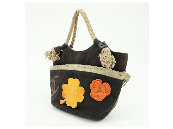 Borsa Tote CHANEL COCO Mark Cruise Collection in tela Camellia e corda Nero - vista 3