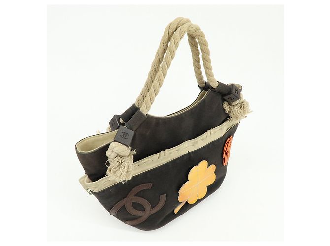 Borsa Tote CHANEL COCO Mark Cruise Collection in tela Camellia e corda Nero - vista 4