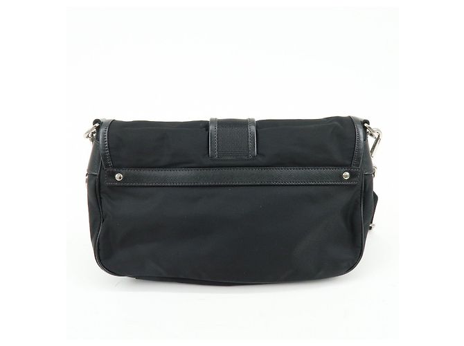 Borsa a tracolla PRADA in nylon e pelle Saffiano con logo triangolare Nero BT0464 - vista 2