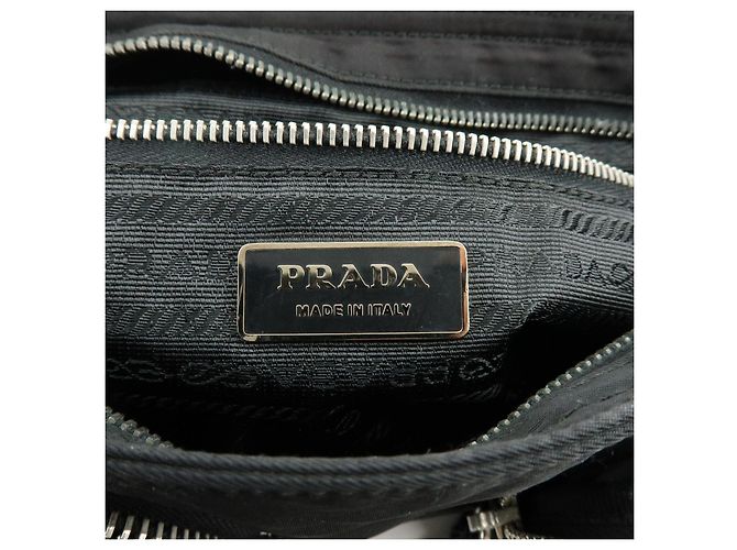 Borsa a tracolla PRADA in nylon e pelle Saffiano con logo triangolare Nero BT0464 - vista 23