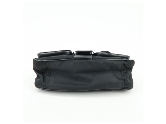 Borsa a tracolla PRADA in nylon e pelle Saffiano con logo triangolare Nero BT0464 - vista 5