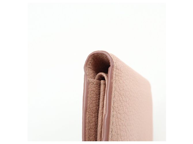 MIU MIU Logo Madras Leder Bi-fold Compact Wallet Pink - Ansicht 10