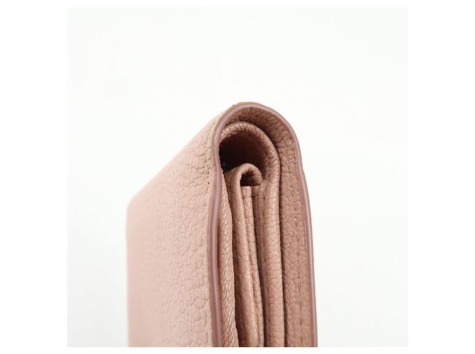 MIU MIU Logo Madras Leder Bi-fold Compact Wallet Pink - Ansicht 11