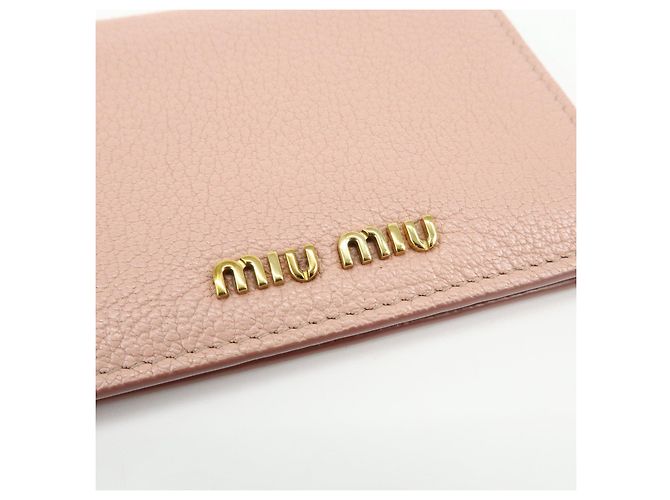 MIU MIU Logo Madras Leder Bi-fold Compact Wallet Pink - Ansicht 12