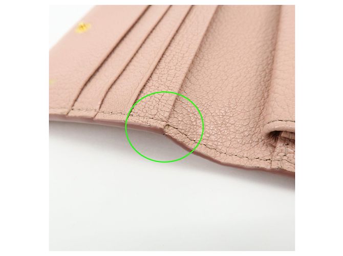 MIU MIU Logo Madras Leder Bi-fold Compact Wallet Pink - Ansicht 14