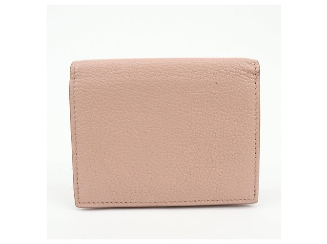 MIU MIU Logo Madras Leder Bi-fold Compact Wallet Pink - Ansicht 2