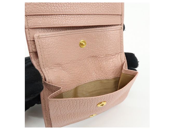 MIU MIU Logo Madras Leder Bi-fold Compact Wallet Pink - Ansicht 20