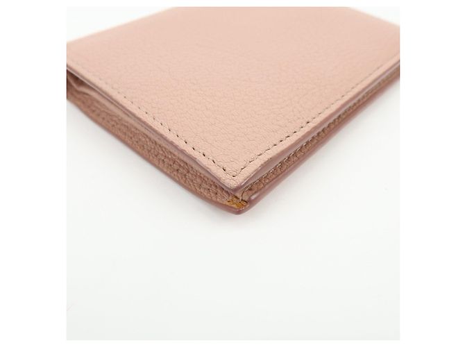 MIU MIU Logo Madras Leder Bi-fold Compact Wallet Pink - Ansicht 8