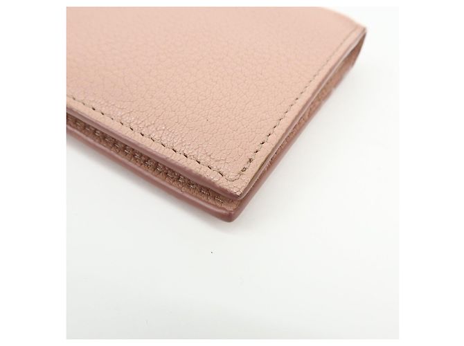 MIU MIU Logo Madras Leder Bi-fold Compact Wallet Pink - Ansicht 9