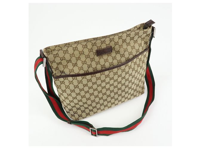 Borsa a tracolla GUCCI Sherry GG Canvas Leather Beige 189751 - vista 4